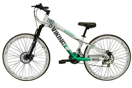 Imagem de Bicicleta Aro 26 Vikingx Tuff Branca com Verde 21v Alumínio Freio a Disco Aros Vmaxx Brancos