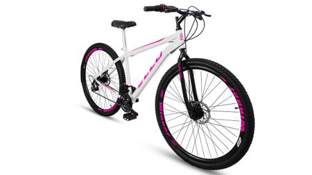 Imagem de Bicicleta Aro 29 Freio a Disco 21M. Velox Branca/Pink - Ello Bike