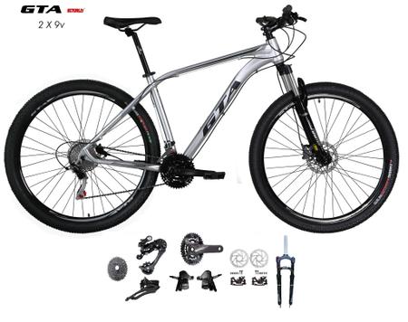 Imagem de Bicicleta Aro 29 GTA Insane Kit 2x9 Gta Sunrun Freio Disco K7 11/36 Pedivela 24/38d Garfo com Trava -  Prata