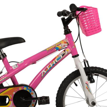 Imagem de  Bicicleta Athor Baby Aro 16 com Rodinhas e Cestinha - Rosa