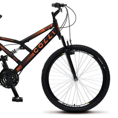 Bicicleta Colli GPS Aro-26 Com Dupla Suspensão, 36 Raias, 21 Marchas e  Freios V-Brake - Laranja