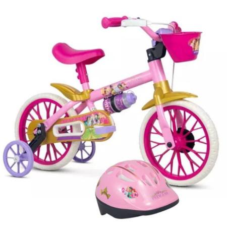 Imagem de Bicicleta e Capacete Menina Infantil Nathor Aro 12 Princesas