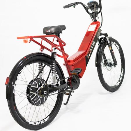 Imagem de Bicicleta Elétrica com Bateria de Lítio 48V 13Ah Confort FULL Vermelha com Cestinha