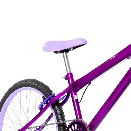 Imagem de Bicicleta Feminina Aro 24 Alumínio Colorido Freios V-Brake Sem Marcha + Cesta e Descanso Lateral