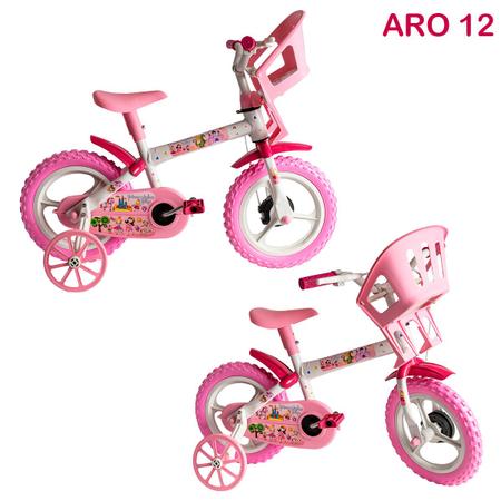 Bicicleta Infantil Aro 12 Houston Tina Mini TM12J com Rodinhas, Cestinha e  Squeeze - WT Promoções