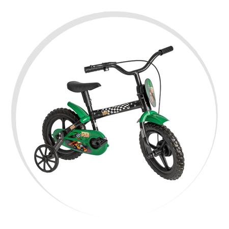Imagem de Bicicleta Infantil Aro 12 com Rodinhas Moto Bike Styll Baby Cor Preto e Verde