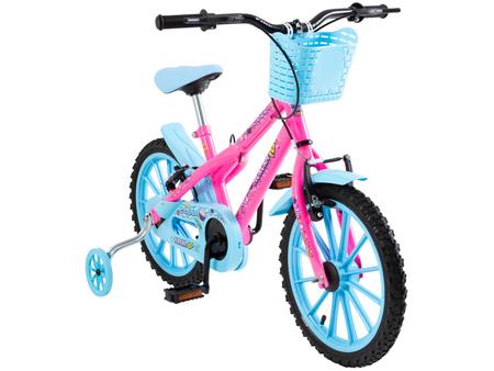 Bicicleta Infantil Aurora Fest Colli Aro-16 Com Freios V-Brake, Rodas de  Apoio e Cestinha - Rosa e Azul