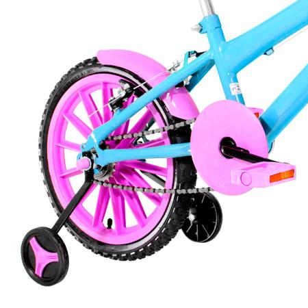 Imagem de Bicicleta Infantil Feminina Aro 16 Nylon + Kit Passeio e Cadeirinha