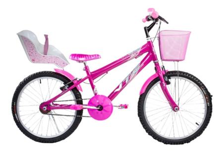 Imagem de bicicleta infantil feminina aro 20 com acessorios e cadeirinha de boneca