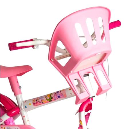 Imagem de Bicicleta Infantil Menina Rosa Com Cestinha Aro 12 De 3 A 5 Anos Feminina