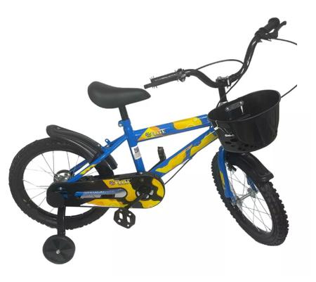 Imagem de Bicicleta Infantil Menino Aro 12 Azul Com Rodinhas Suporta Até 50Kg