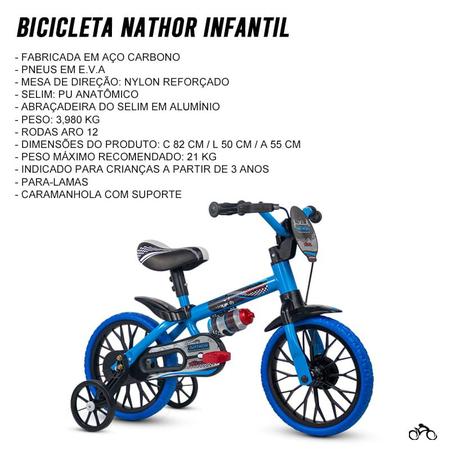 Imagem de Bicicleta Infantil Nathor Veloz Aro 12 + Capacete Absolute Kids Shake Tubarão