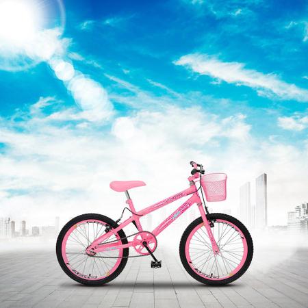 Imagem de Bicicleta July Infantil Juvenil Aro 20 Aço com Cestinha e Freio V-Brake Rosa Neon - Colli Bike