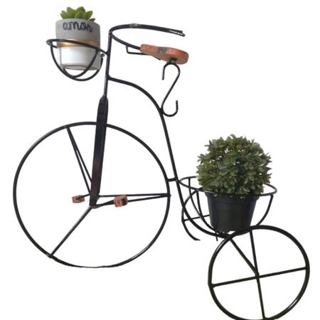 Imagem de bicicleta para jardim com suporte para flores em ferro e madeira