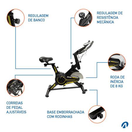 Imagem de Bicicleta Para Spinning, E16, Roda Livre 8Kg, Freio Mecânico, Preto E Amarelo, E16, Acte Sports
