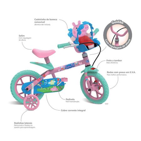 Bicicleta Peppa Pig Aro 12 Bandeirante Bicicleta Magazine Luiza