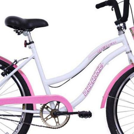 Imagem de Bicicleta Retrô Vintage Aro 26 Feminina Beach Rosa com Branco com Cestinha