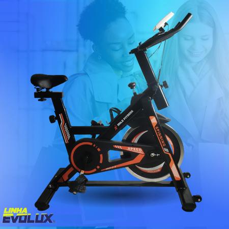Imagem de  Bicicleta Spinning Ergométrica 13 Kg Preta e Amarela Roda de Inercia até 130kg Mecânica Desempenho e Estilo para Seus Treinos Potência em Movimento