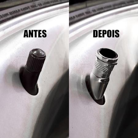 Imagem de Bico Pneu Cromado Pino Roda Válvula Antifurto Dodge Metal