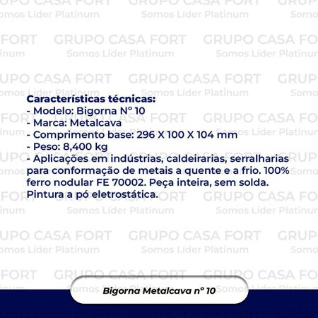 Imagem de Bigorna Número 10 Metalcava 8.4Kg Vermelho Ferro Fundido