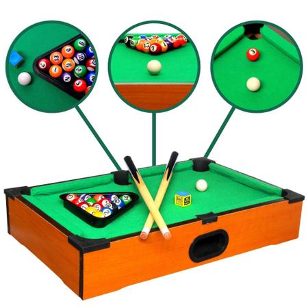 Brinquedo Mini Mesa De Bilhar Snooker Sinuca Infantil 2 Taco