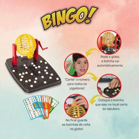 Bingo Infantil Jogo Brinquedo Globo 48 Cartelas 90 Bolinhas - SOOFISTIK