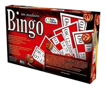 JOGO BINGO 90 PEDRAS DE MADEIRA NUMERADAS CARTELA MARCADORES SACO PARA  SORTEIO - IM42068