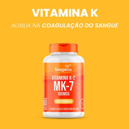 Imagem de Biogens kit 2x vitamina k2 mk-7, 60 cápsulas, 100mcg, mk7