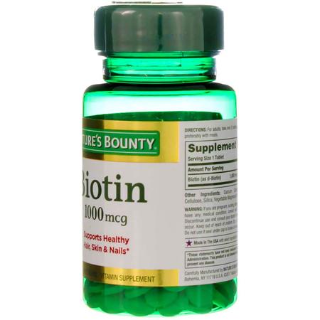 Imagem de Biotina por recompensa da natureza, suplemento vitamínico, suporta o metabolismo para energia celular e cabelo, pele e unhas saudáveis, 1000 mcg, 100 comprimidos