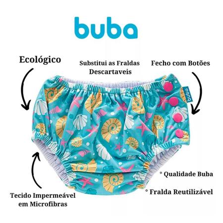 Imagem de Biquíni de Banho com Fralda Reutilizável Conchas G 11778 - Buba