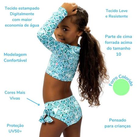 Conjunto Infantil Feminino Praia e Piscina Azul Água Viva - Mundo