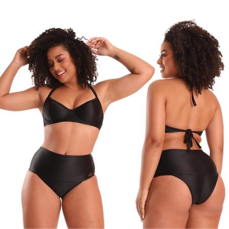 Biquíni Parte de Baixo Tanga Plus Size Liso Zero Barriga Modela e