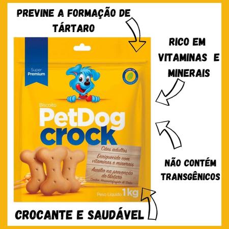 Imagem de Biscoito pet dog crock ração para cães petisco cachorro comida premium 1kg