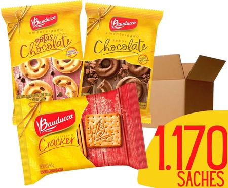 Biscoito Sachê Bauducco Choco + Gotas Cream Cracker 1170 Und - Biscoito /  Bolacha - Magazine Luiza