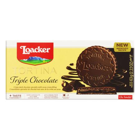 Biscoito Tortina Triple Chocolate LOACKER 63g Imagem de Biscoito Tortina Triple Chocolate LOACKER 63g