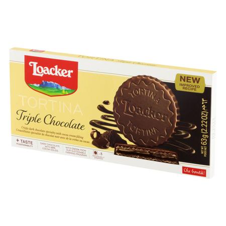 Biscoito Tortina Triple Chocolate LOACKER 63g Imagem de Biscoito Tortina Triple Chocolate LOACKER 63g