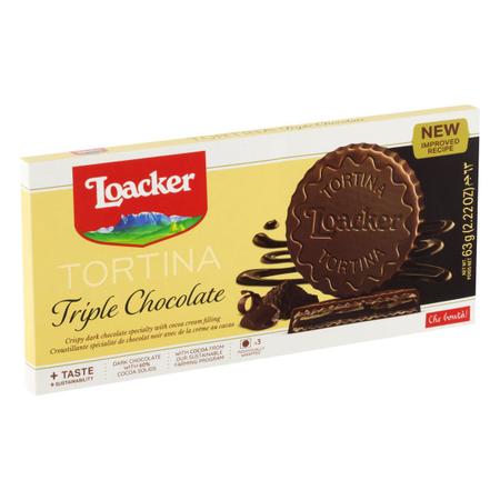 Biscoito Tortina Triple Chocolate LOACKER 63g Imagem de Biscoito Tortina Triple Chocolate LOACKER 63g
