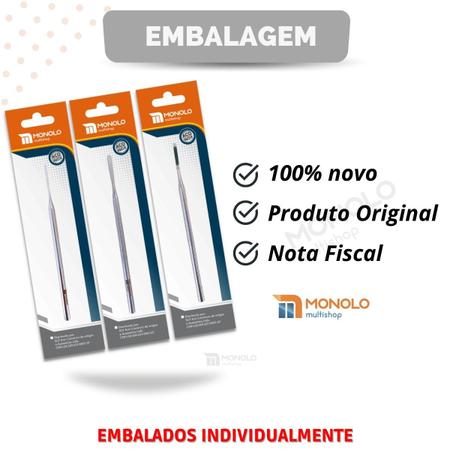 Imagem de Bisturi Podólogo Kit 208, 214 e 254 Formão Desencravar Unha Profissional Aço Inox Premium