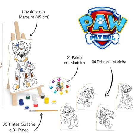 Kit de Pintura Patrulha Canina Nig Jogo De Colorir Infantil Tintas Pincel  Cavalete Telas - Artes e Atividades - Magazine Luiza
