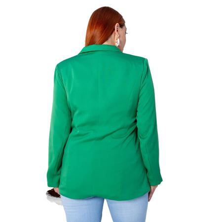 Imagem de Blazer Alongado Alfaiataria Botões Com Forro Plus Size Premium Tendencia