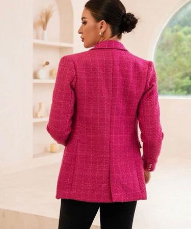 Imagem de Blazer De Tweed Feminino Botões Dourado - Moda Blogueira