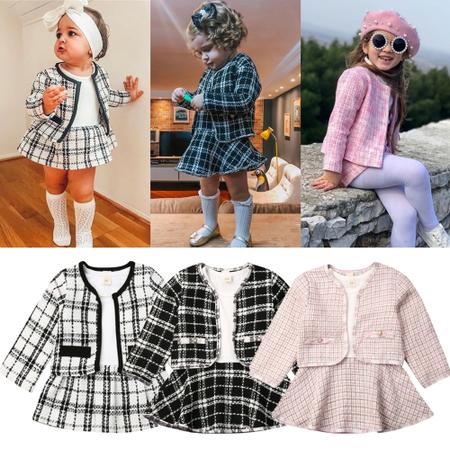 Blazer vestido saia social esporte fino festa menina beb Ranna