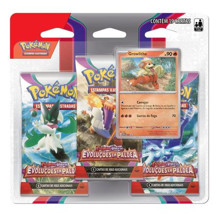 Imagem de Blister Triplo Cartas Pokémon Evoluções em Paldea Growlithe