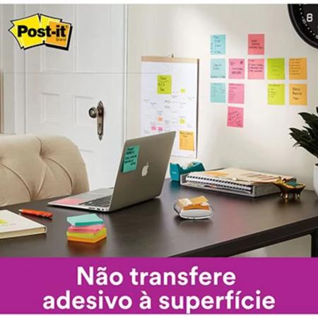 Imagem de Bloco Adesivo 76x76mm 270 Folhas Diversão (3X90 Folhas Telha, Amarelo e Azul Elétrico) Post-it