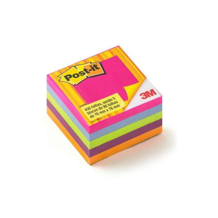 Imagem de Bloco Adesivo Post-It 3M 76x76mm 450 Folhas 654 Tropical