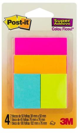 Imagem de Bloco Adesivo Post-It Cascata Misto Sortido - 3M