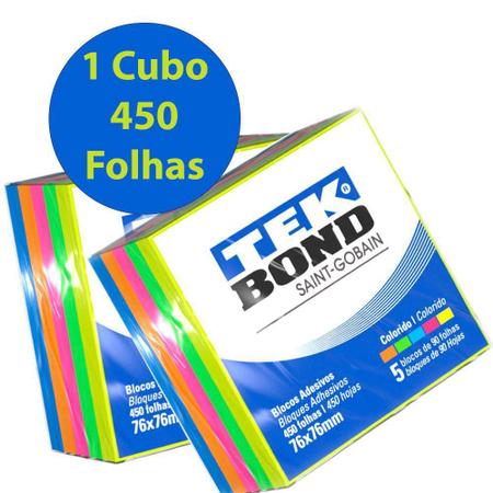 Imagem de Bloco Adesivo Tipo Postit Cubo Tropical Neon Com 450 Folhas