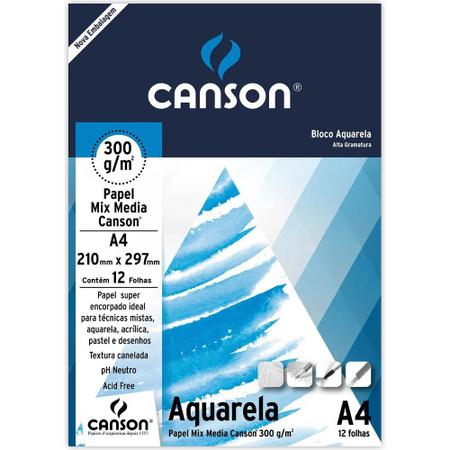 Bloco Aquar. Mix Media 300gr 7180 A4 Canson Imagem de Bloco Aquar. Mix Media 300gr 7180 A4 Canson