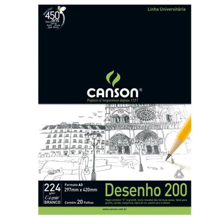 Imagem de Bloco Canson Desenho 200 Branco 224g/m² A3 297 x 240 mm com 20 Folhas  66667044 - CANSON
