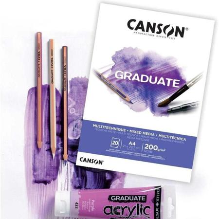 Bloco Canson Graduate Multitécnica - Mix Media - 200 g/m2 Imagem de Bloco Canson Graduate Multitécnica - Mix Media - 200 g/m2